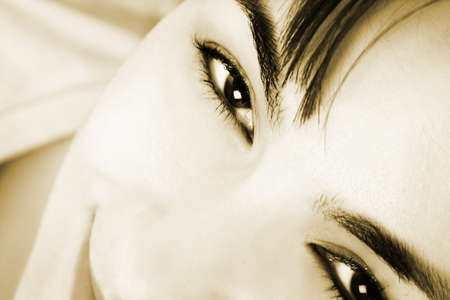 Closeup of beautiful young woman face.