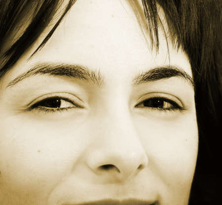 Closeup of beautiful young woman face.の写真素材