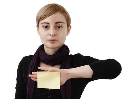 Woman in black and post itの写真素材