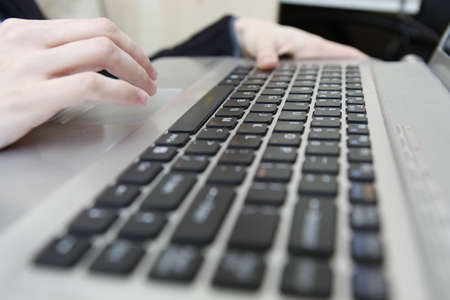 Close up of a gray laptop keyboard