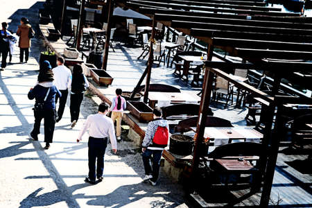 Restaurant outdoors on the cliff.の写真素材