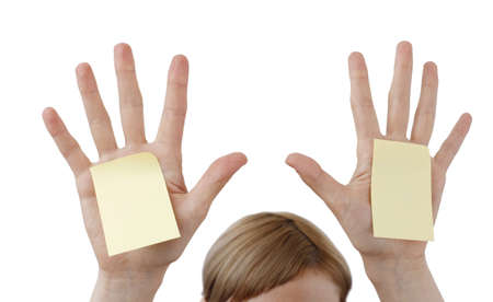 One post it in a woman hand