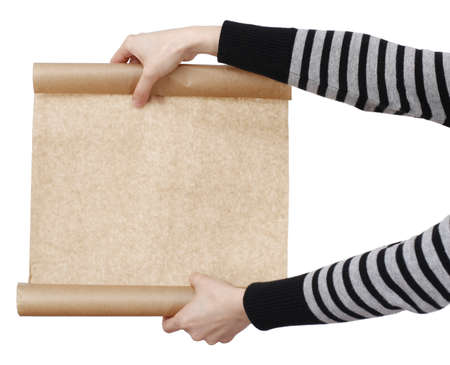 Human hand holding a piece of paper.の写真素材