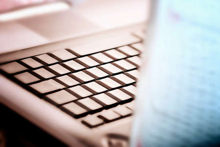 Closeup of modern and stylish laptop.の写真素材
