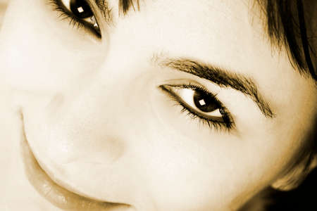 Closeup of beautiful young woman face.の写真素材