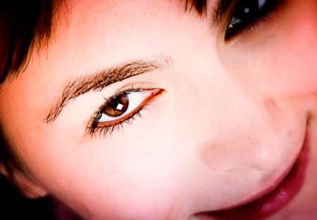 Closeup of beautiful young woman face.の写真素材