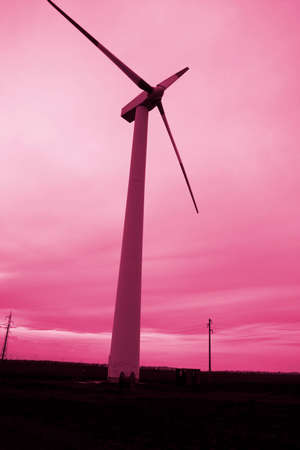 Wind turbines at the sunset.の写真素材