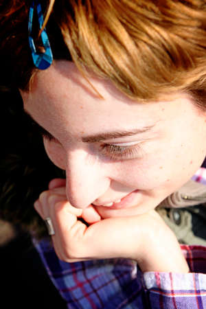 Close-up of  happy woman's face.の写真素材