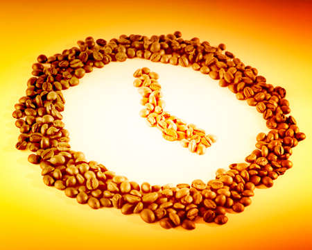 Claock made from coffee beansの写真素材