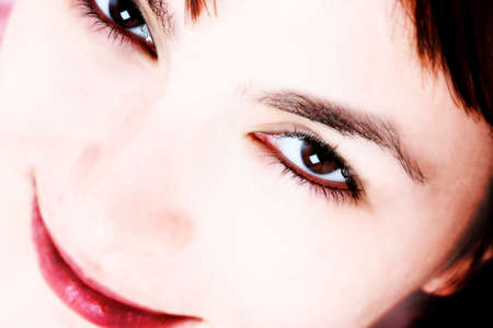 Closeup of beautiful young woman face.の写真素材
