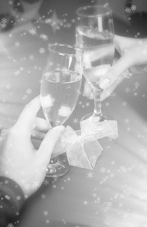 Couple celebrating valentine's day with champagne.の写真素材