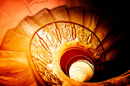 Very old spiral stairway caseの写真素材