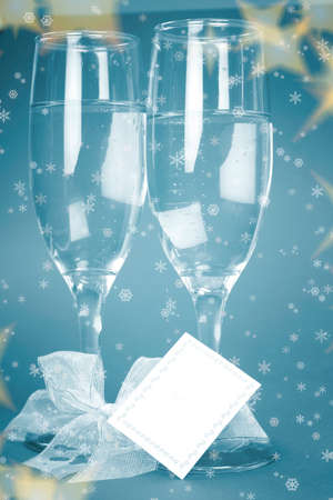 New year party with champagne glasses. Coppy spaceの写真素材