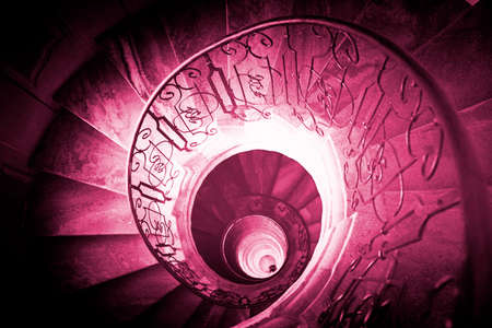 Very old spiral stairway caseの写真素材