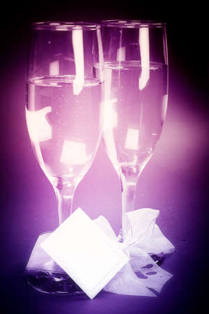 New year party with champagne glasses. Coppy spaceの写真素材