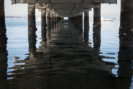 View under sea bridge on the coast of the Adriatic seaの写真素材