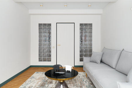 interior design. interior photography of an apartment for rent. One-room apartment with a simple and...