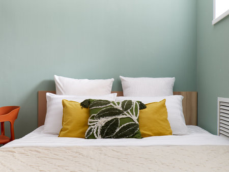 interior design. interior photography of an apartment for rent. One-room apartment with a simple and...