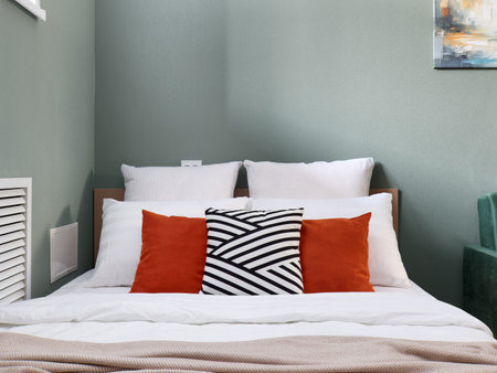 interior design. interior photography of an apartment for rent. One-room apartment with a simple and...