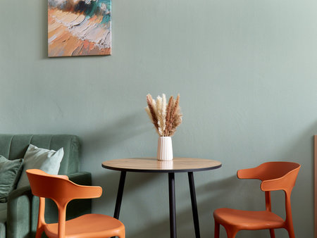 interior design. interior photography of an apartment for rent. One-room apartment with a simple and cozy design. High quality photoの写真素材