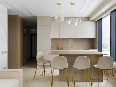 interior design. interior photography of an apartment for rent. One-room apartment with a simple and...