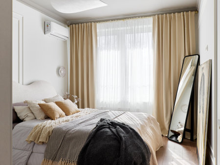 interior design. interior photography of an apartment for rent. One-room apartment with a simple and cozy design. High quality photoの写真素材