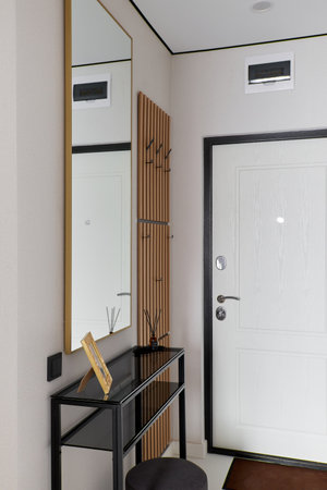 interior design. interior photography of an apartment for rent. One-room apartment with a simple and...