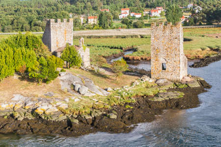 West towers ruins in Catoira for defense against the Viking invasionsの写真素材