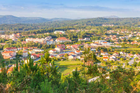 Aerial view of Catoira townの写真素材