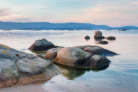 Granite rocks on the coast of Vilanova de Arousaの写真素材