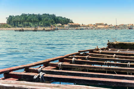 Arousa Island from a mussel aquaculture raft
