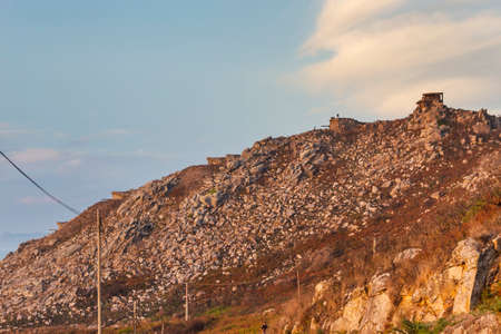 Old and abandoned cannon batteries on the slope of Silleiro Cape Mountの写真素材