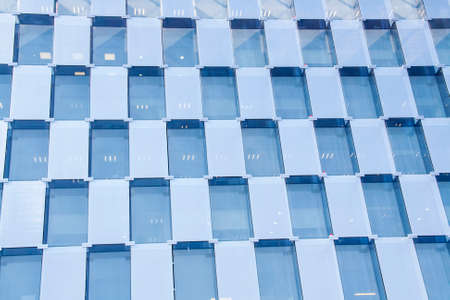 Abstract image of glass rectangles on the facade of a building in Madridの写真素材