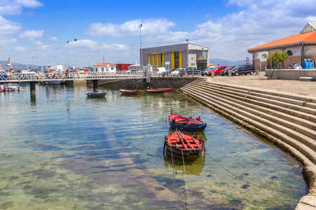 Xufre fishing harbor in Arousa Islandの写真素材