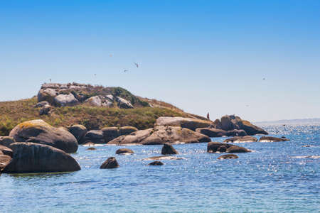 Rocky coastline of Areoso island, Galicia, Spain