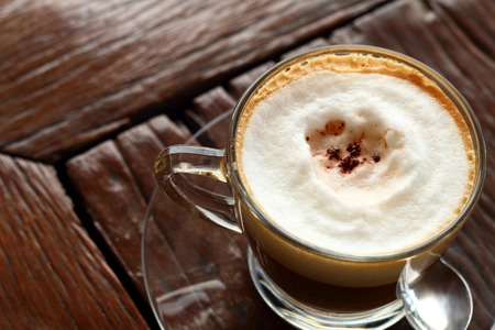 A cup of hot latte coffeeの写真素材