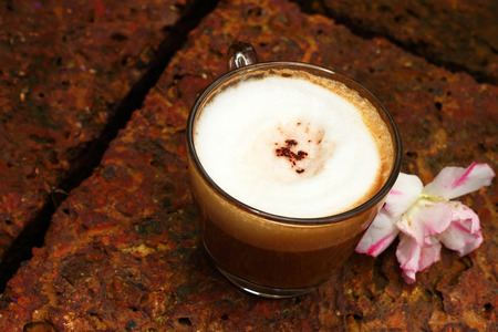 A cup of hot latte coffeeの写真素材