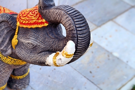 Elephant statues in the garden in Thailand.の写真素材