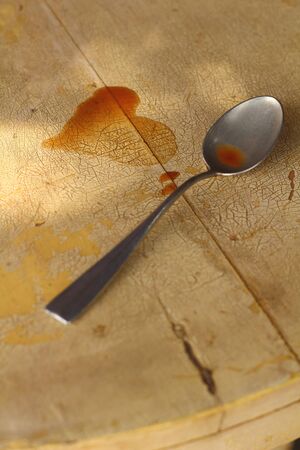 Teaspoon of coffee shape of heartの写真素材