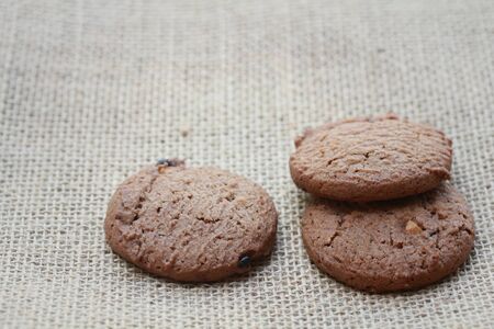chocolate chip cookies and almond cookiesの写真素材