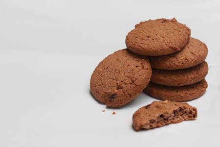 chocolate chip cookies and almond cookiesの写真素材