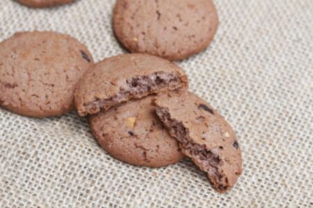 blur chocolate chip cookies and almond cookiesの写真素材