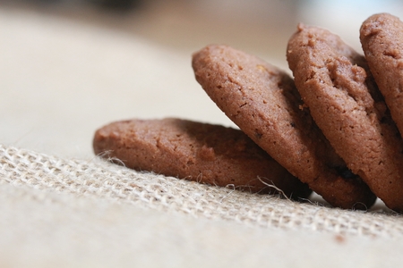 chocolate chip cookies and almond cookiesの写真素材