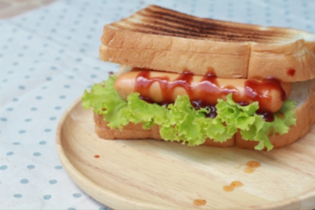 Hot dog on the plates.の写真素材