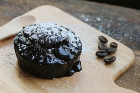 Blur Dark chocolate lava cake in plateの写真素材
