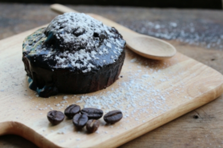 Blur Dark chocolate lava cake in plateの写真素材