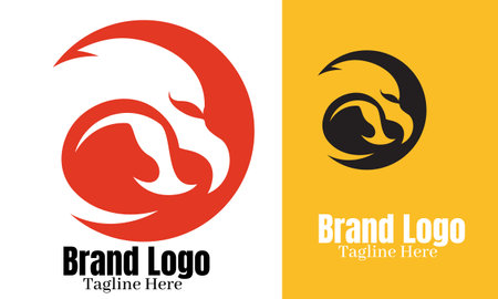 Modern dragon design. Dragon head and letter vector icon with gradient coloring styleのイラスト素材