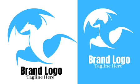 Modern dragon design. Dragon head and letter vector icon with gradient coloring styleのイラスト素材