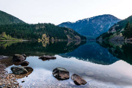 Reflection Landscape from Diablo Lake - North Cascades, Washington.