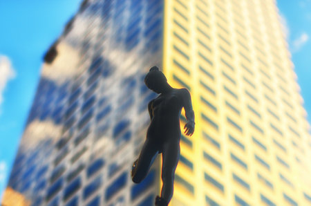 Urban Landscape Street Piece with Sculptureの写真素材